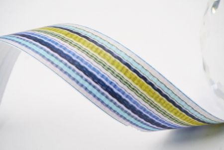 Небесно-синій, Зелений & Білий Хвилястий Смугастий Тканинний Риббон Набір_AI